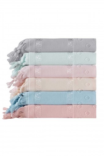 FIESTA - Fiesta İşlemelik Havlu Kadife Boyama Etamin Bağlamalı 50x90 (1)