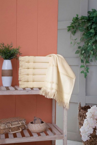 FIESTA - Fiesta İşlemelik Havlu Kadife Boyama Saçaklı 30x50