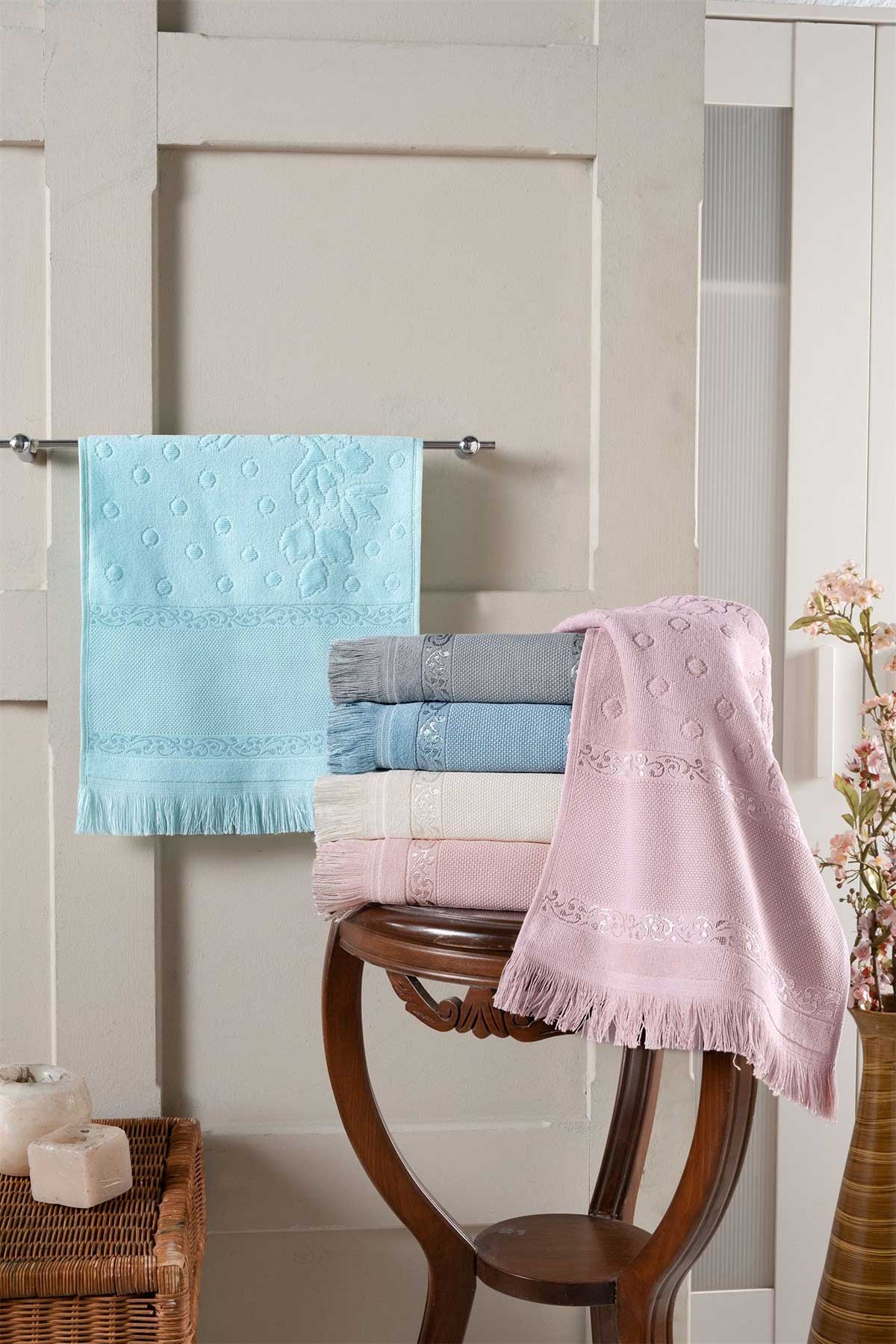 Fiesta İşlemelik Havlu Kadife Etamin Boşluklu Saçaklı 30x50 - Thumbnail