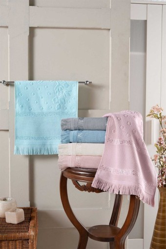 FIESTA - Fiesta İşlemelik Havlu Kadife Etamin Boşluklu Saçaklı 30x50