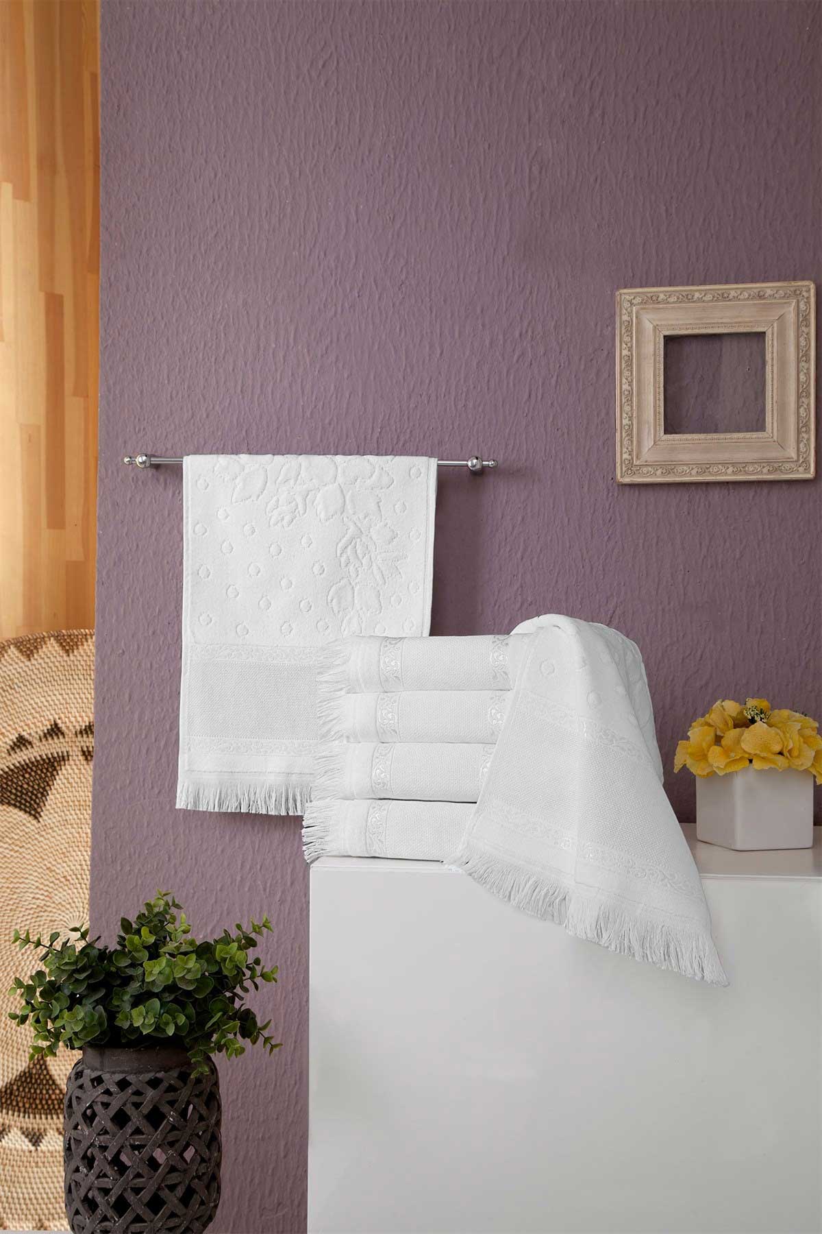 Fiesta İşlemelik Havlu Kadife Etamin Boşluklu Saçaklı 30x50 - Thumbnail