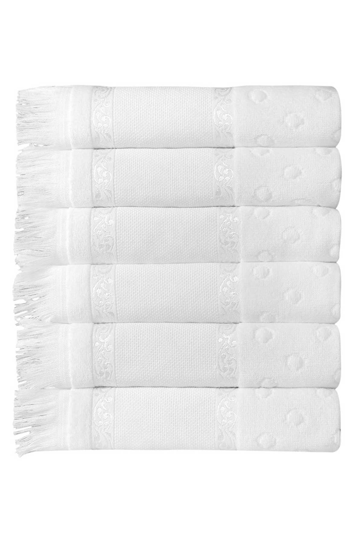 Fiesta İşlemelik Havlu Kadife Etamin Boşluklu Saçaklı 30x50 - Thumbnail