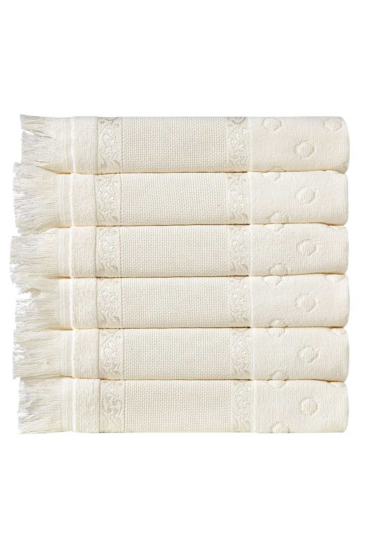 Fiesta İşlemelik Havlu Kadife Etamin Boşluklu Saçaklı 30x50 - Thumbnail