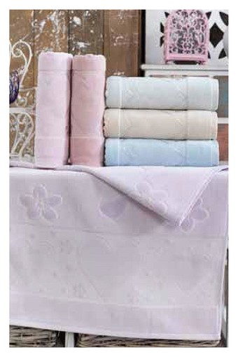 FIESTA - Fiesta İşlemelik Havlu Kadife Jakarlı Kalpli Etamin Bordürlü 50x90