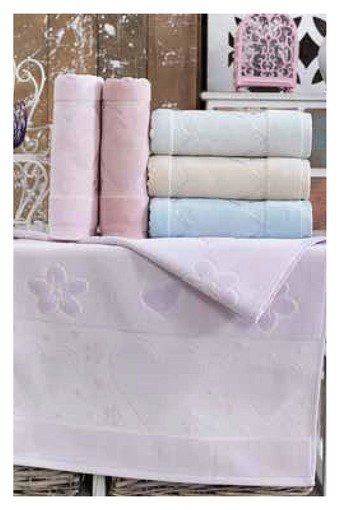 FIESTA - Fiesta İşlemelik Havlu Kadife Jakarlı Lale Desenli Etamin Bordürlü 50x90