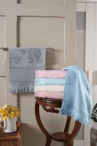 FIESTA - Fiesta İşlemelik Havlu Soft Kadife Jakarlı Etamin Saçaklı 50x90