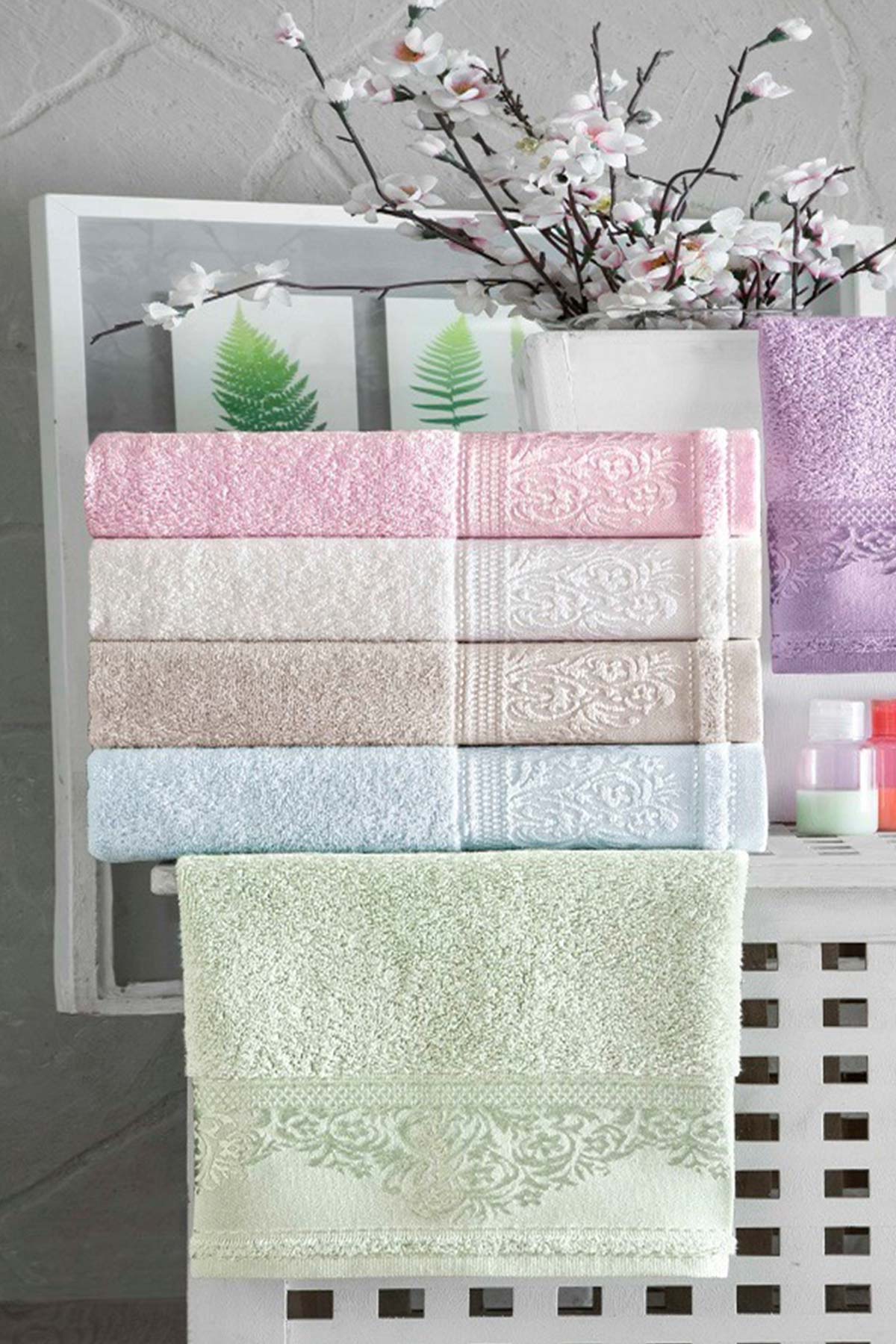 Fiesta Jakarlı El yüz Havlusu Yıldız 50x90 - Thumbnail