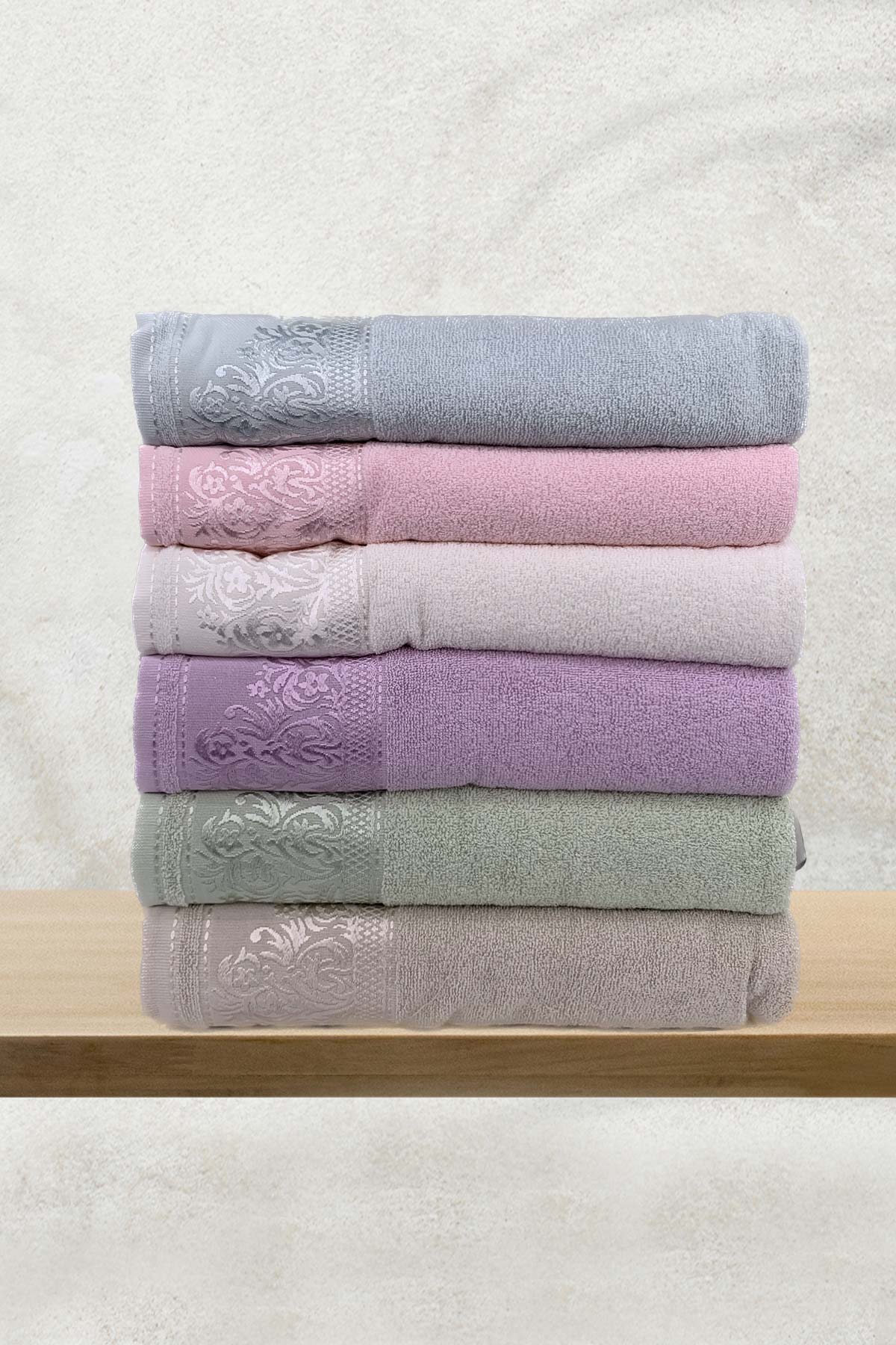 Fiesta Jakarlı Yıldız Banyo Havlusu 90x150 - Thumbnail