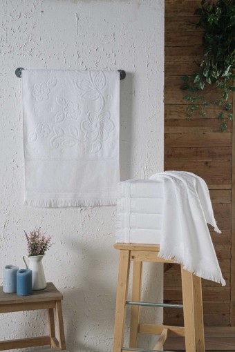 FIESTA-KARDELEN - Fiesta Kardelen El Yüz Havlusu Kadife Jakarlı Etamin Saçaklı 50x90 cm (1)