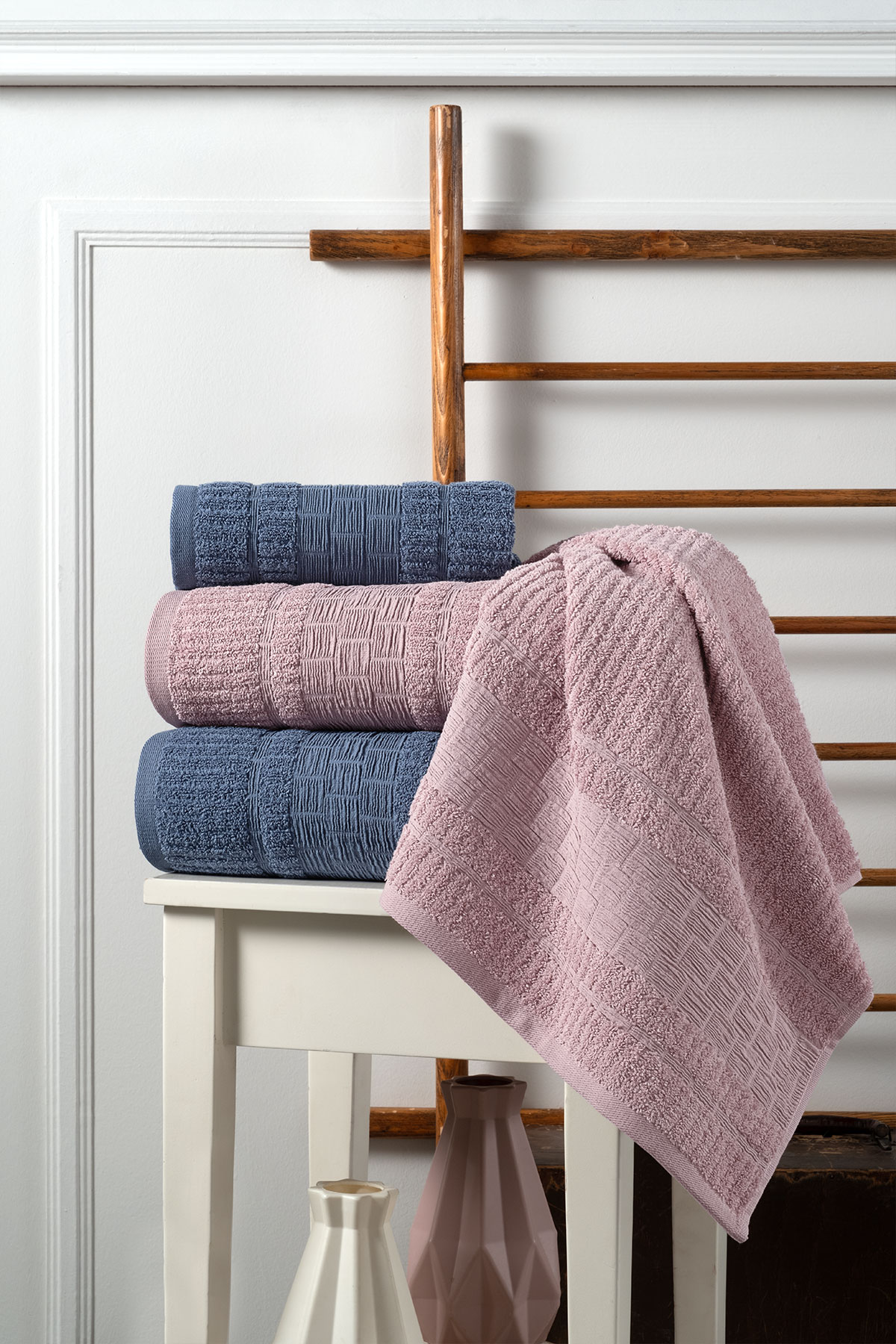 Fiesta Luxury Kare Bürümcük 4 Parça Hamam Takımı - Thumbnail