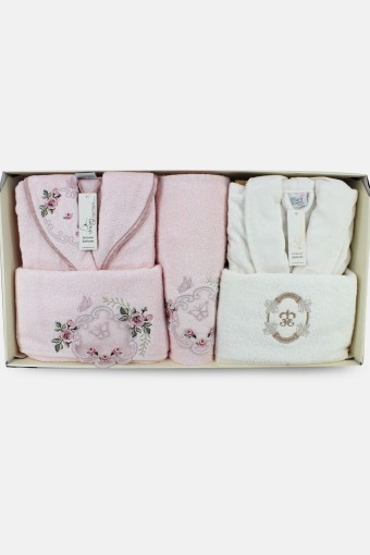 FIESTA - Fiesta Mina Unisex Bambu Organize Nakışlı 6'lı Bornoz Seti