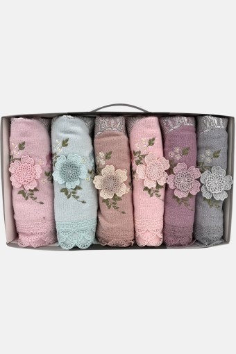 FIESTA - Fiesta Mutfak Havlusu Alya Kadife 3D Nakışlı Güpürlü30x50