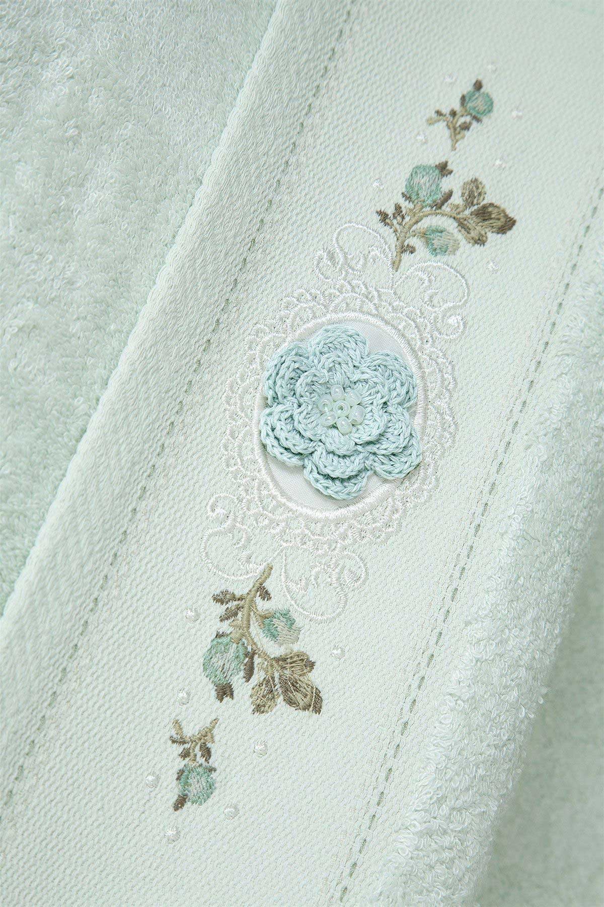 Fiesta Mutfak Havlusu Bambu Nakışlı El İşi Dantelli Duygu 30x50 - Thumbnail