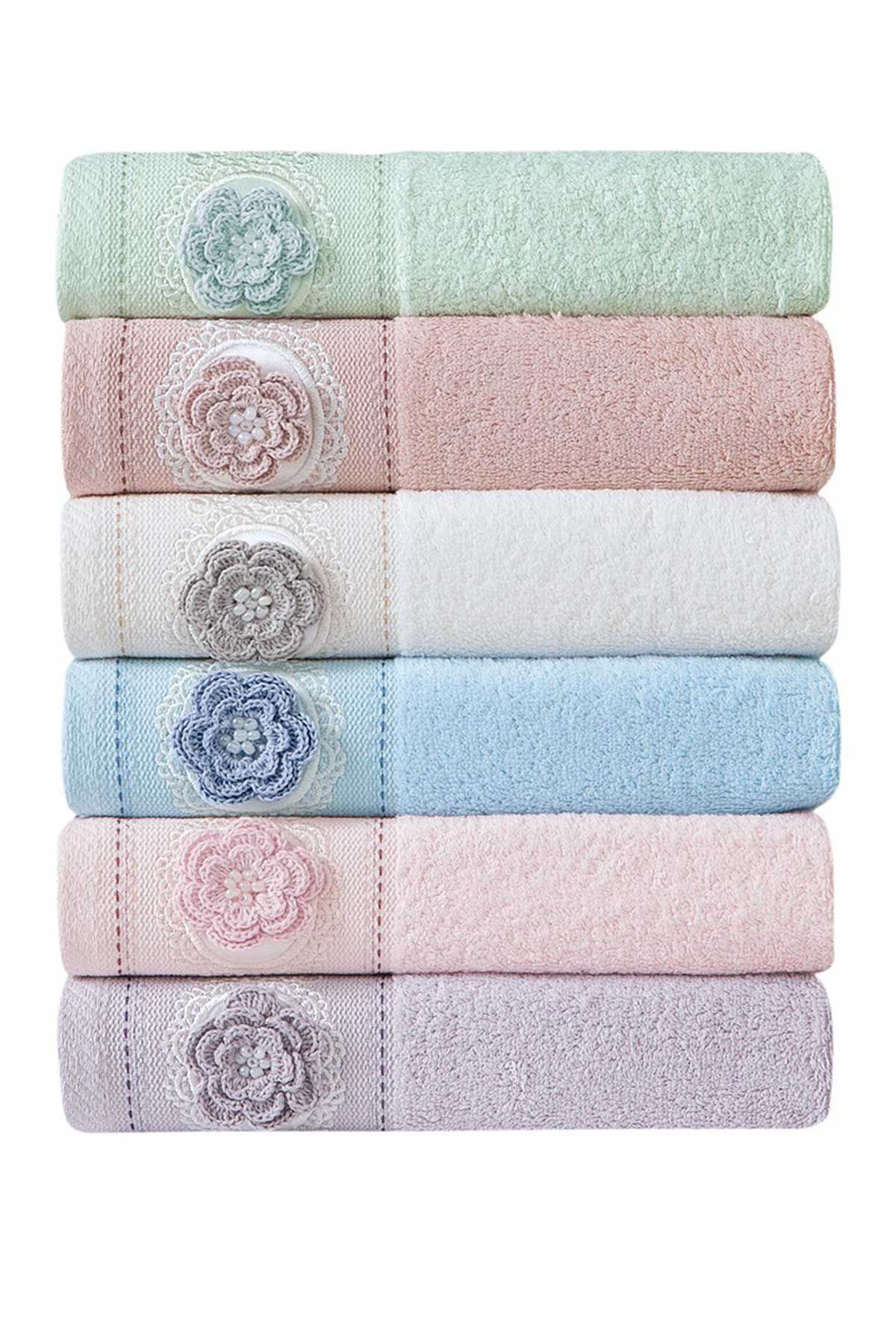 Fiesta Mutfak Havlusu Bambu Nakışlı El İşi Dantelli Duygu 30x50 - Thumbnail