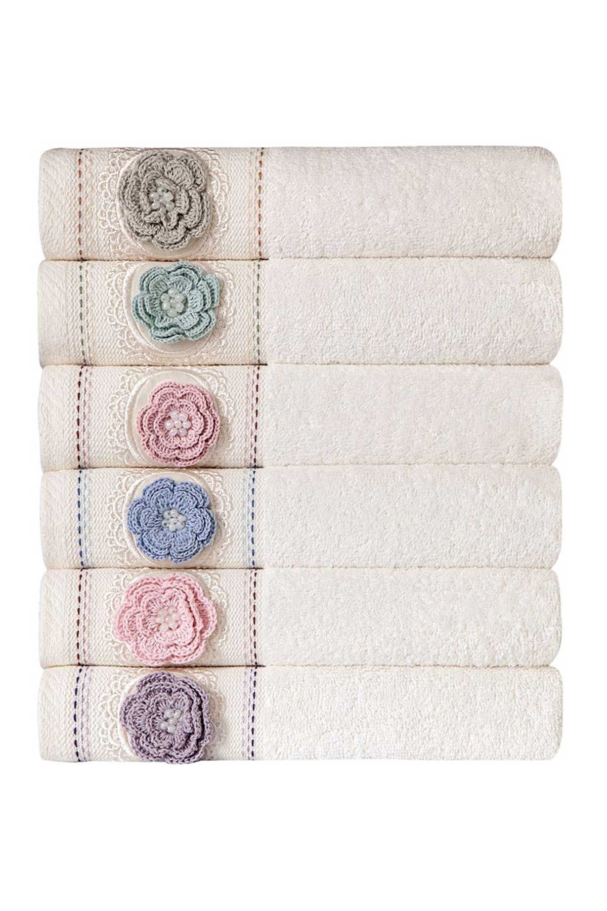 Fiesta Mutfak Havlusu Bambu Nakışlı El İşi Dantelli Duygu 30x50 - Thumbnail