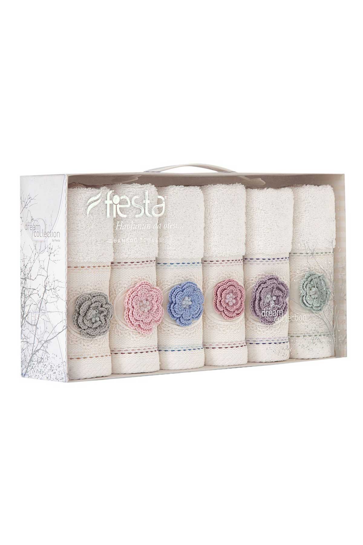 Fiesta Mutfak Havlusu Bambu Nakışlı El İşi Dantelli Duygu 30x50 - Thumbnail