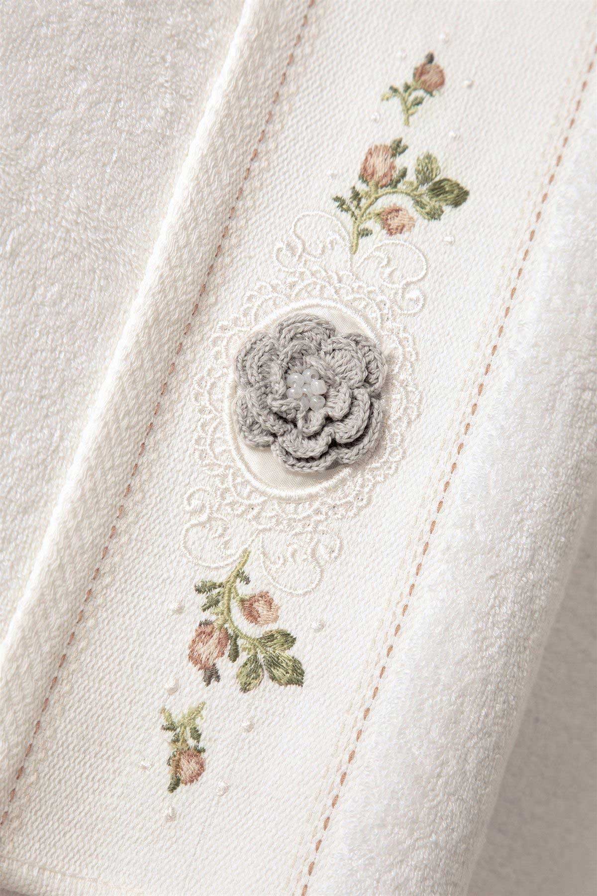 Fiesta Mutfak Havlusu Bambu Nakışlı El İşi Dantelli Duygu 30x50 - Thumbnail