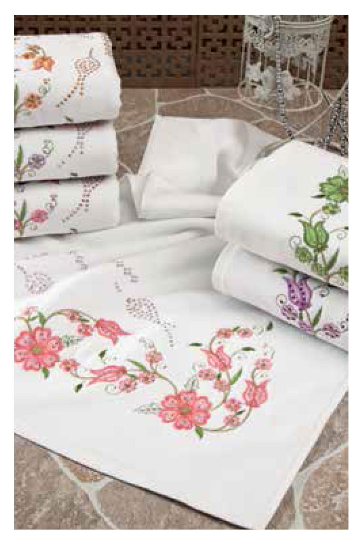 Fiesta Mutfak Havlusu Kadife Köşe Nakışlı Taşlı 30x50 - Thumbnail