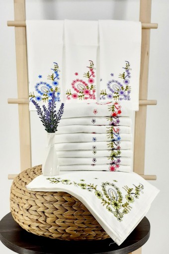 FIESTA - Fiesta Mutfak Havlusu Soft Kadife Köşe Nakışlı Çiçek Desenli 30x50