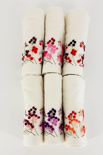 FIESTA - Fiesta Nakışlı El-Yüz Havlusu Soft Kadife Taftink Motif 4 50x90 (1)