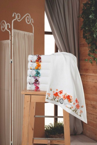 FIESTA - Fiesta Nakışlı El-Yüz Havlusu Soft Kadife Taftink Motif 5 50x90