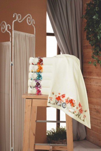 FIESTA - Fiesta Nakışlı El-Yüz Havlusu Soft Kadife Taftink Motif 5 50x90 (1)