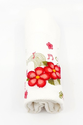 FIESTA - Fiesta Nakışlı Nota Çiçek Mutfak Havlusu Soft Kadife Taftink 30x50 (1)