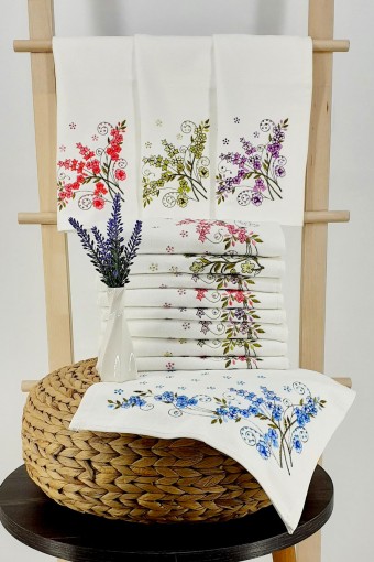 FIESTA - Fiesta Nakışlı Mutfak Havlusu Taşlı Soft Kadife Motif 12 30x50