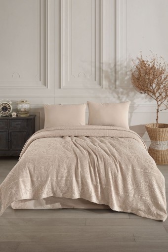 FIESTA - Fiesta Pike Set Çift Kişilik Natural Jakarlı Alya Pamuklu 220x240 Cm