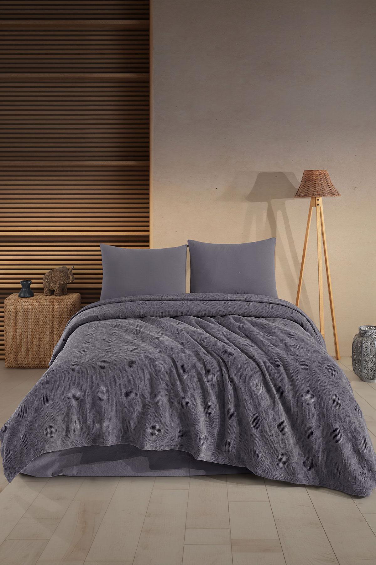 Fiesta Pike Set Çift Kişilik Natural Jakarlı Sahra Pamuklu 220x240 Cm - Thumbnail