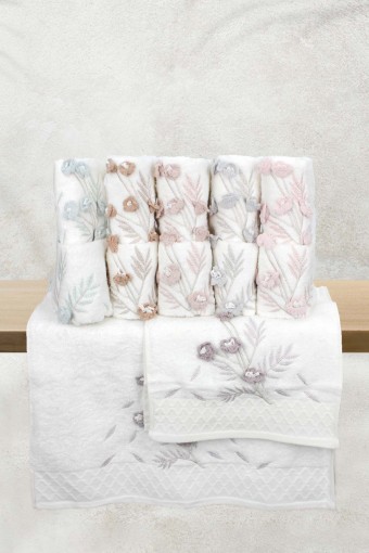 FIESTA - Fiesta Sakura 3D El İşi Nakışlı Analı Kızlı El Yüz Havlusu Bambu 30x50 50x90