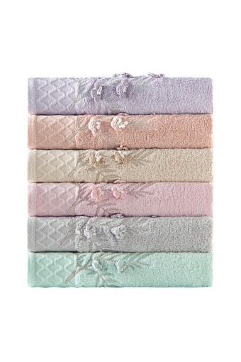 FIESTA - Fiesta Sakura El İşi Nakışlı Analı Kızlı El Yüz Havlusu Bambu 30x50 50x90 (1)