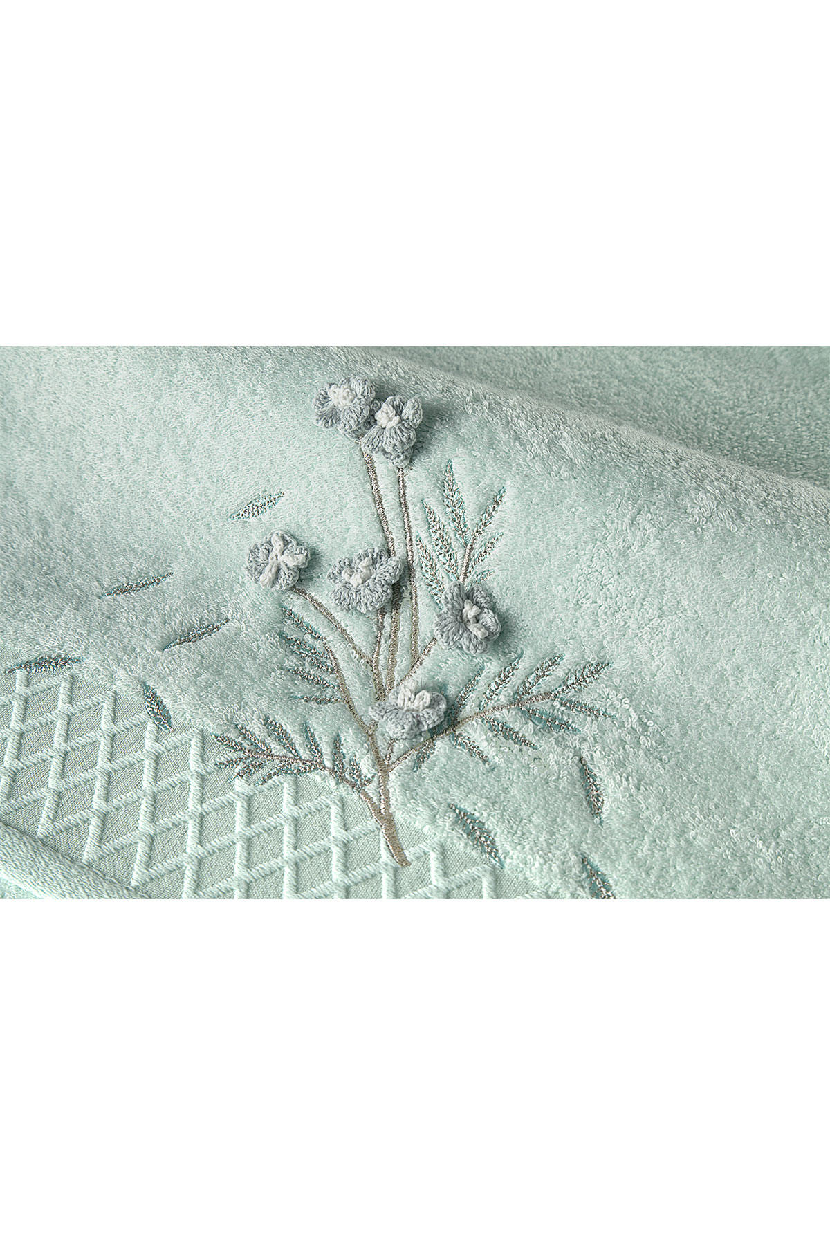 Fiesta Sakura El İşi Nakışlı Analı Kızlı El Yüz Havlusu Bambu 30x50 50x90 - Thumbnail