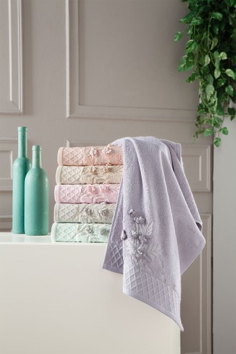 FİESTA - Fiesta Sakura El İşi Nakışlı Analı Kızlı El Yüz Havlusu Bambu 30x50 50x90
