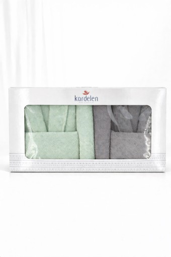 FIESTA-KARDELEN - Fiesta Unisex Yetişkin Bornoz Seti Kardelen 6 Parça Kadife Detaylı (1)