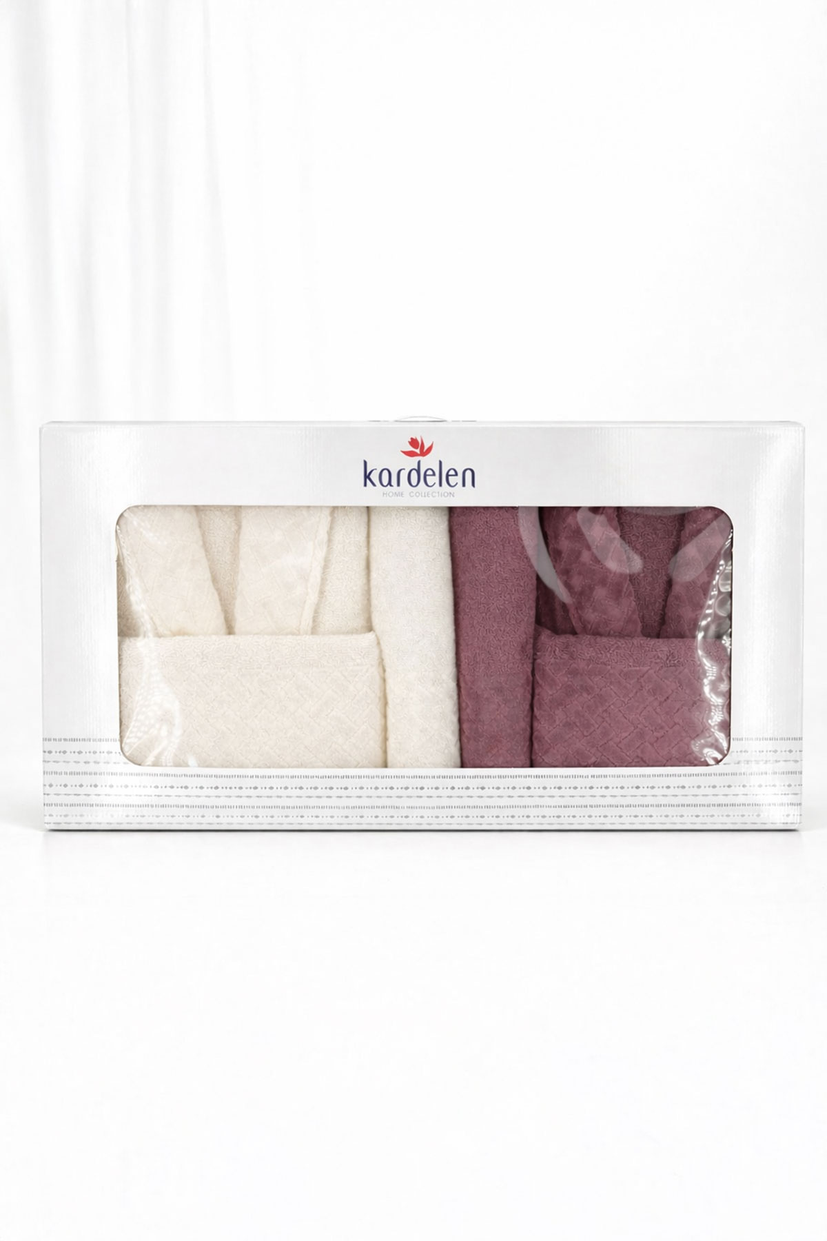 Fiesta Unisex Yetişkin Bornoz Seti Kardelen 6 Parça Kadife Detaylı - Thumbnail