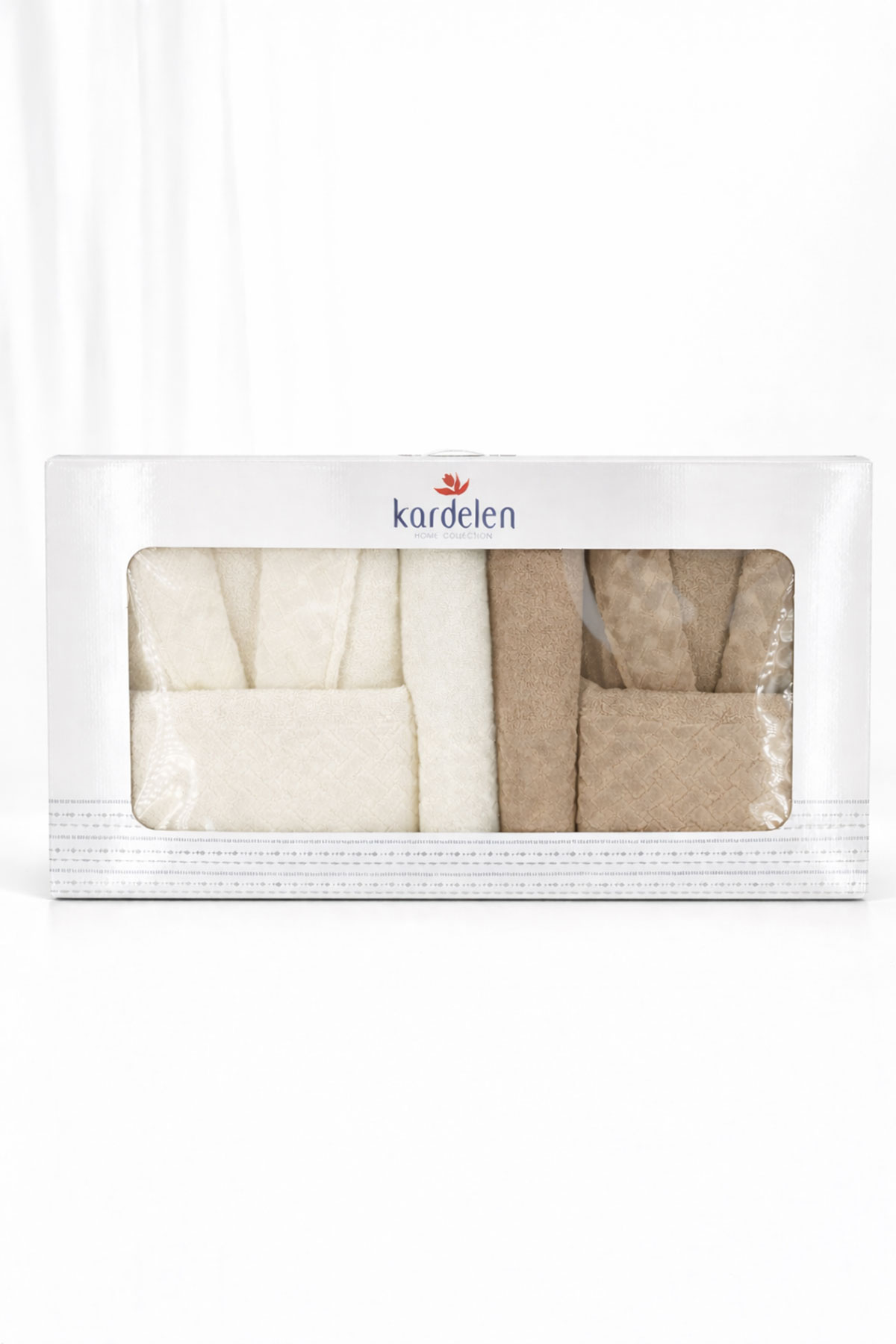 Fiesta Unisex Yetişkin Bornoz Seti Kardelen 6 Parça Kadife Detaylı - Thumbnail