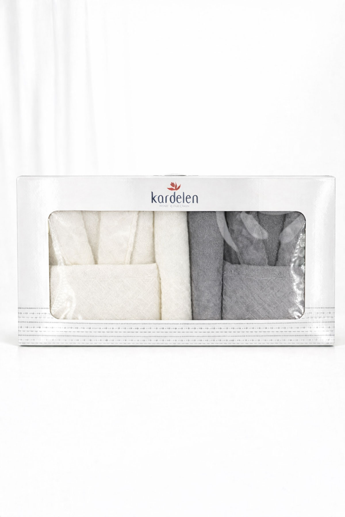 Fiesta Unisex Yetişkin Bornoz Seti Kardelen 6 Parça Kadife Detaylı - Thumbnail