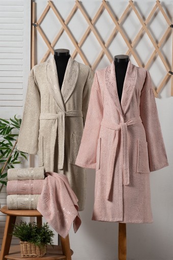 FIESTA - Fiesta Vıp Aile Bornoz Seti Bambu Jakarlı 6 Parça