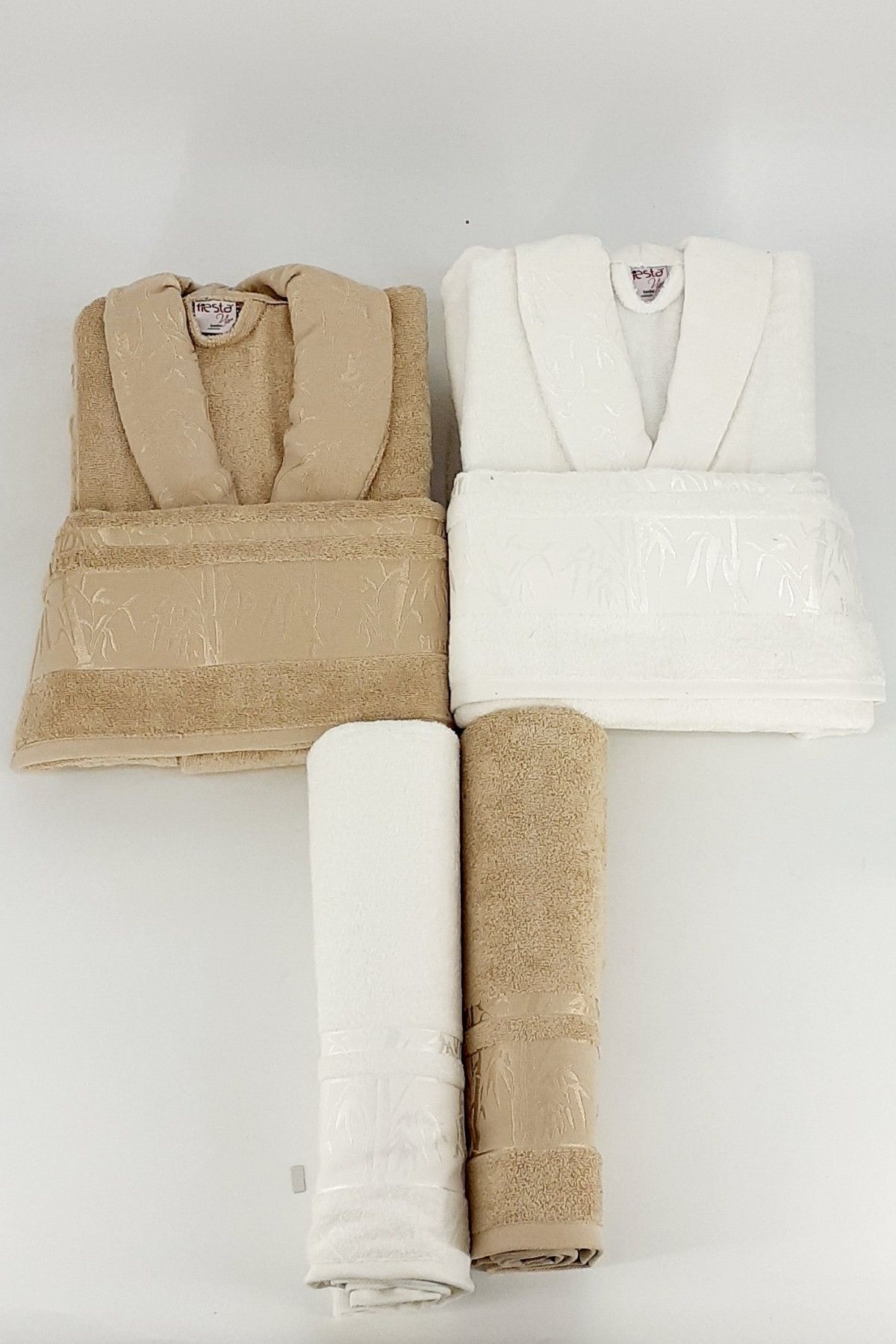 Fiesta Vıp Aile Bornoz Seti Bambu Jakarlı 6 Parça - Thumbnail