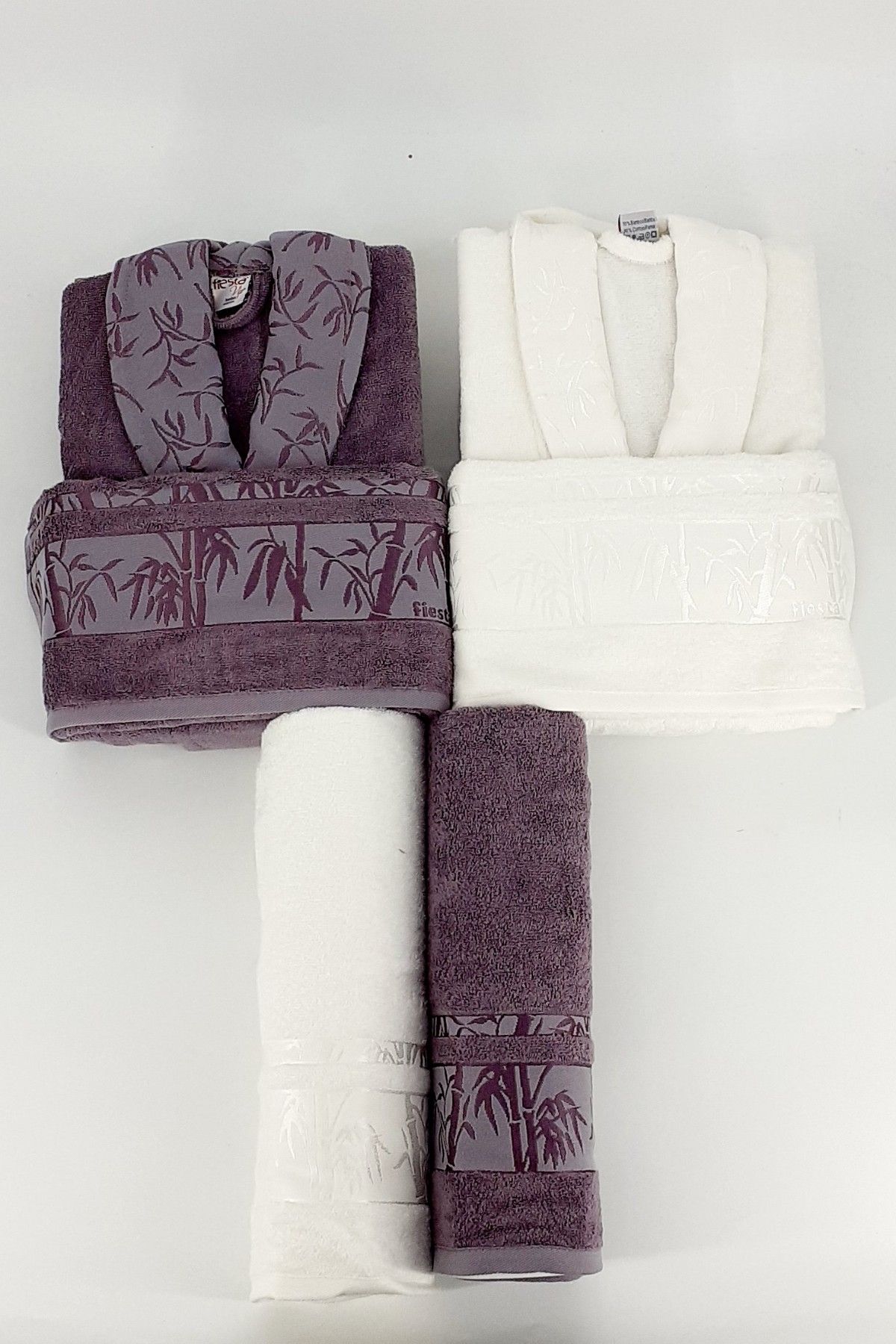 Fiesta Vıp Aile Bornoz Seti Bambu Jakarlı 6 Parça - Thumbnail