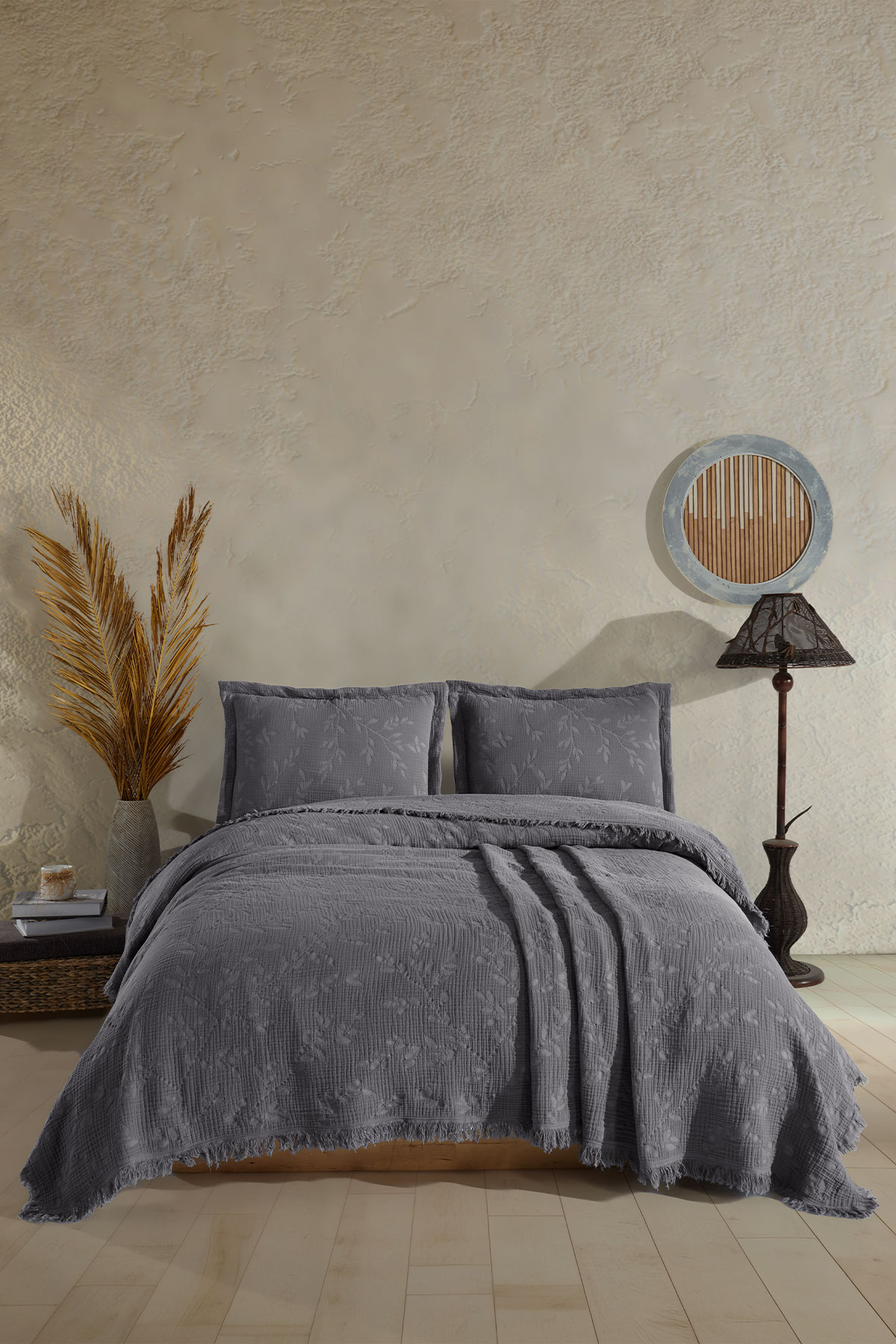 Fiesta Yatak Örtüsü Takımı Çift Kişilik Müslin Jakarlı - Thumbnail