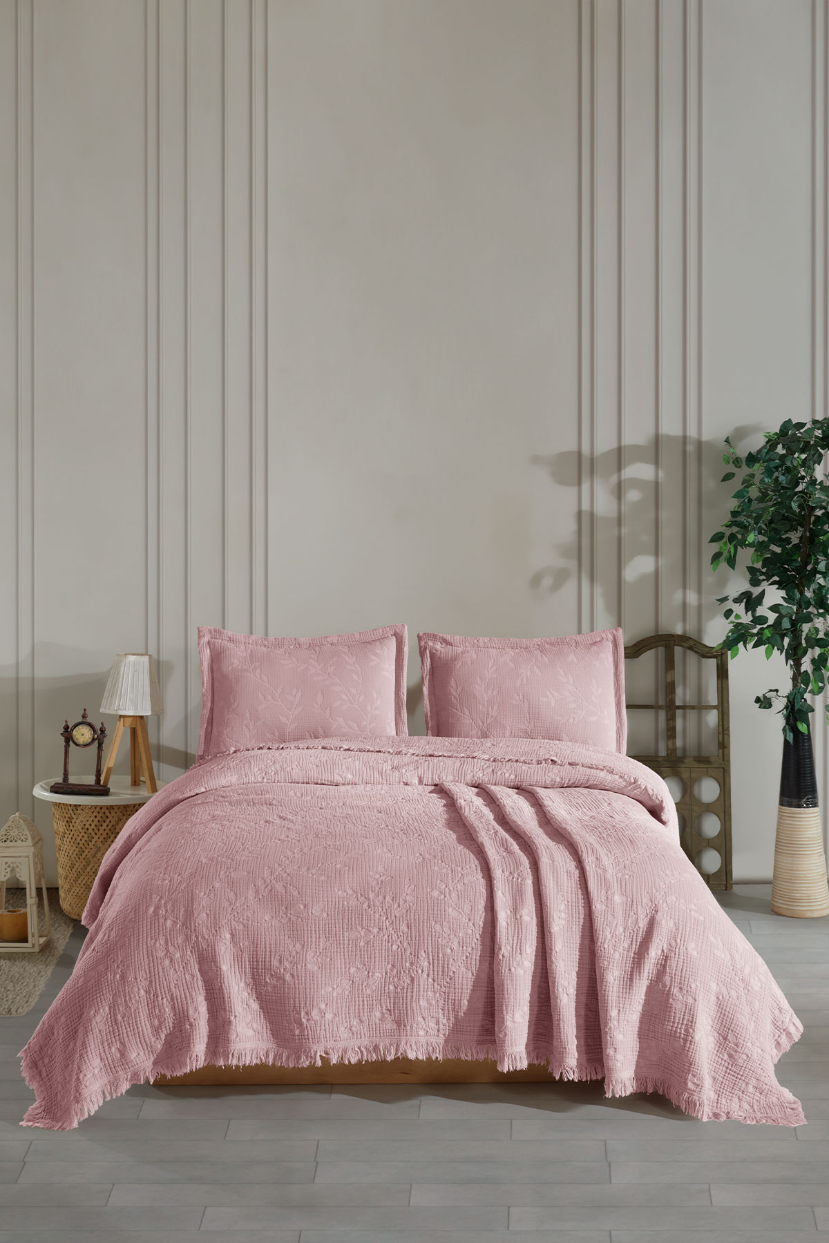 Fiesta Yatak Örtüsü Takımı Çift Kişilik Müslin Jakarlı - Thumbnail