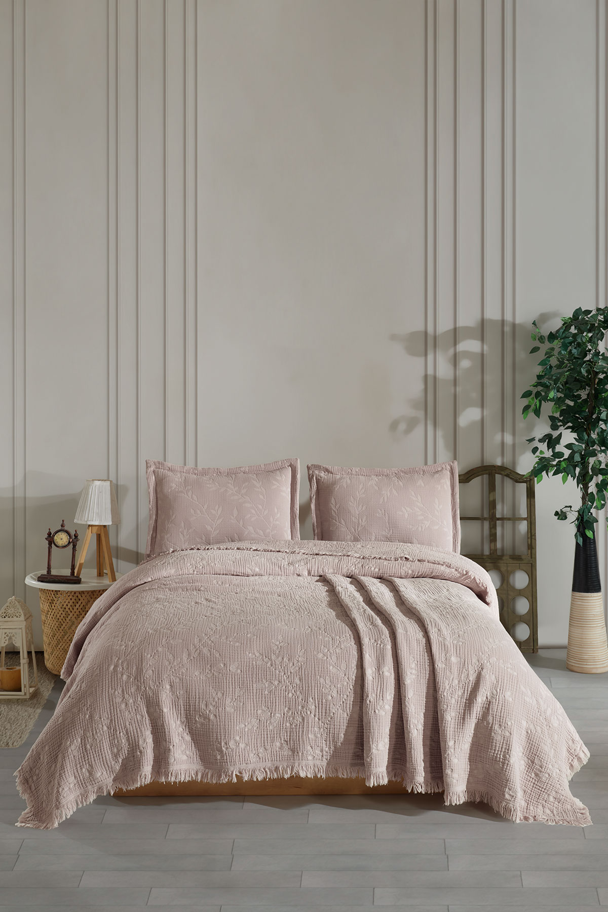 Fiesta Yatak Örtüsü Takımı Çift Kişilik Müslin Jakarlı - Thumbnail