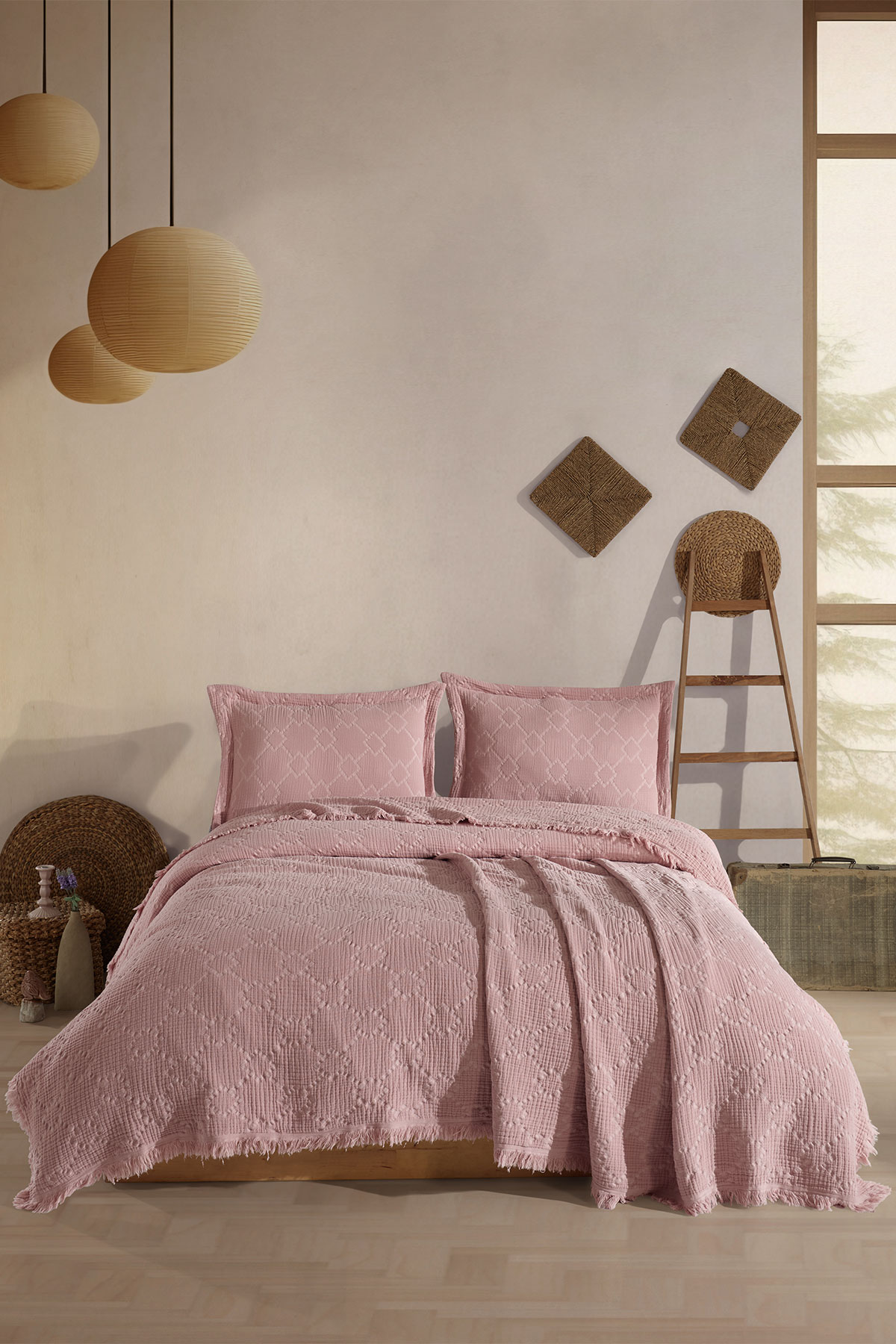 Fiesta Yatak Örtüsü Takımı Çift Kişilik Müslin Jakarlı - Thumbnail