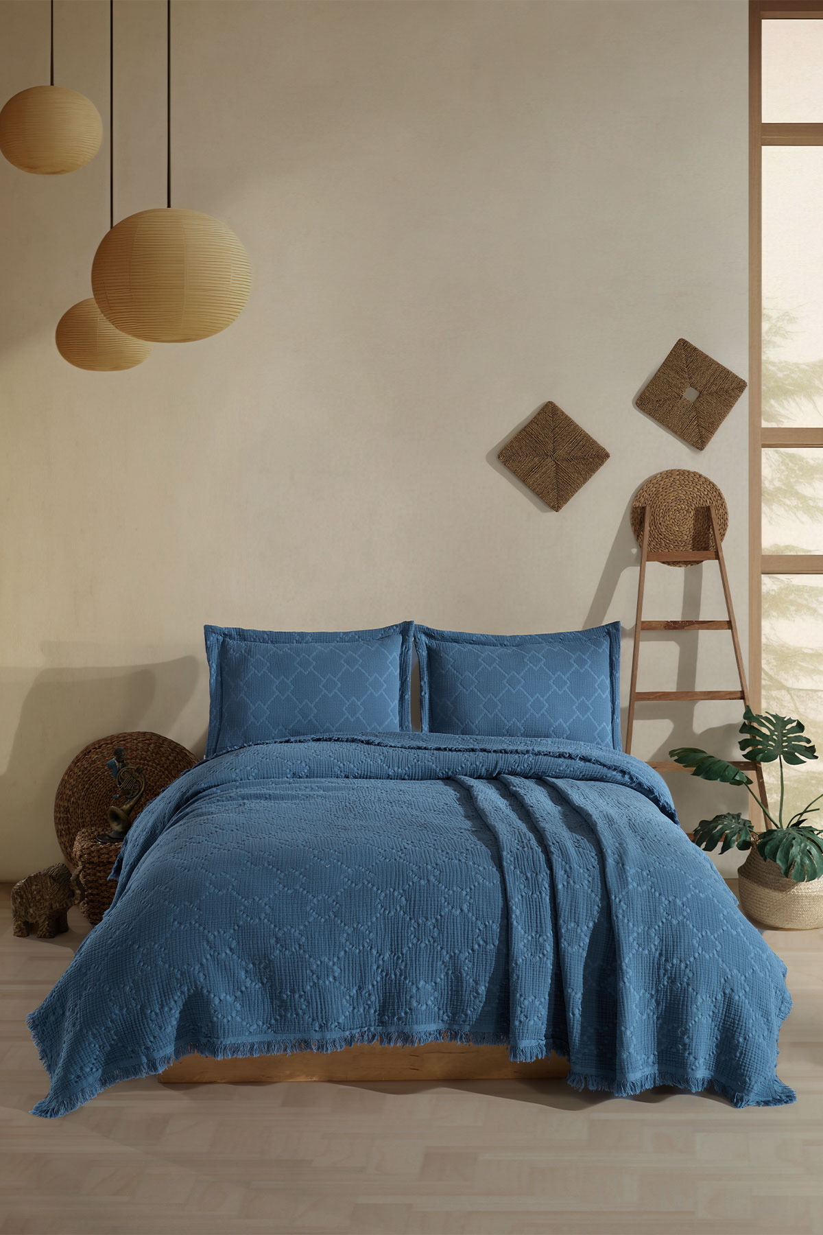 Fiesta Yatak Örtüsü Takımı Çift Kişilik Müslin Jakarlı - Thumbnail