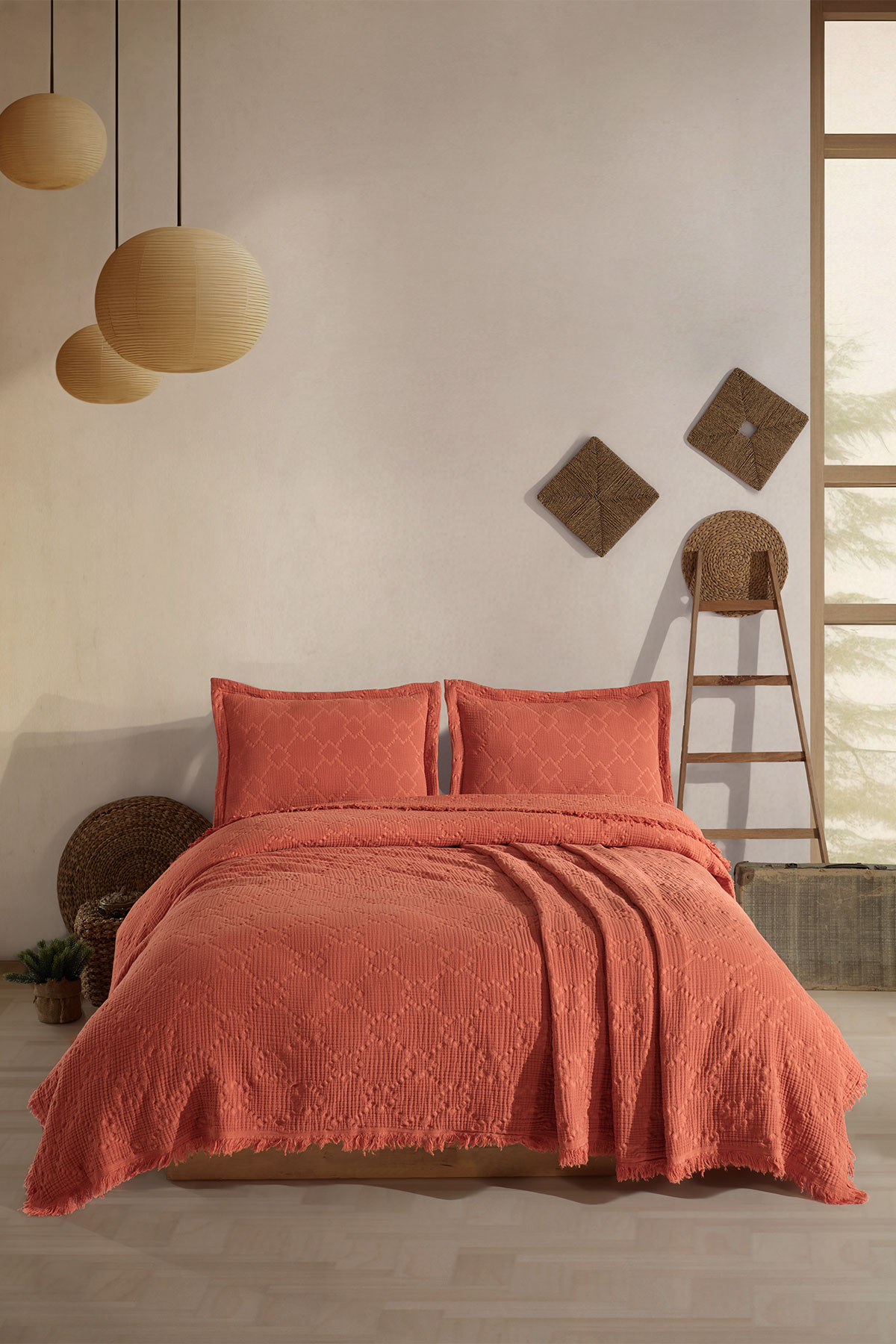 Fiesta Yatak Örtüsü Takımı Çift Kişilik Müslin Jakarlı - Thumbnail