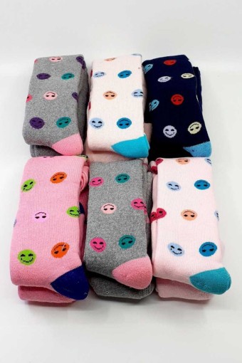 FIRST - First Unisex Bebek Havlu Külotlu Çorap Gülen Emoji Desenli - Asorti - 0