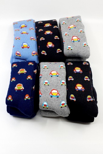FİRST - First Erkek Çocuk Havlu Külotlu Çorap Araba Desenli - Asorti - 0 (1)
