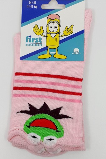 FIRST - First Kız Çocuk Soket Çorap Desenli Likralı - Asorti - 11